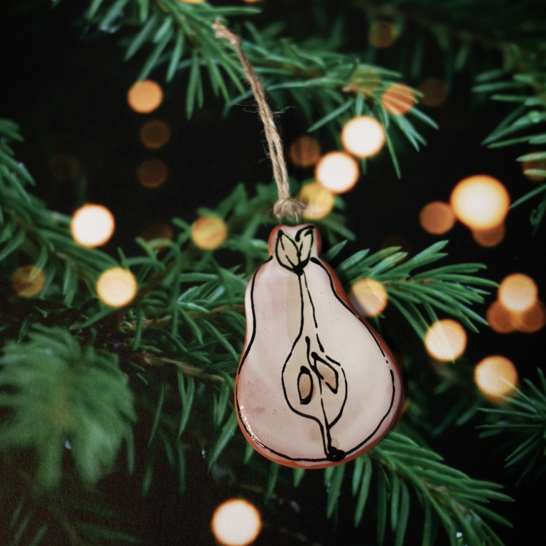 Handpainted Majolica Pear Ornament