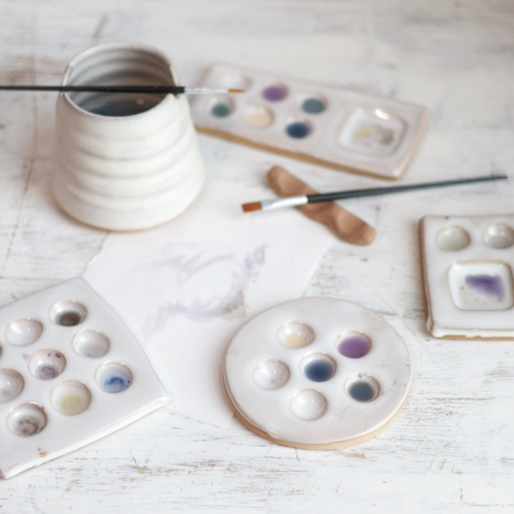 Watercolor Paint Palette in White | 7 Size & Shape Options