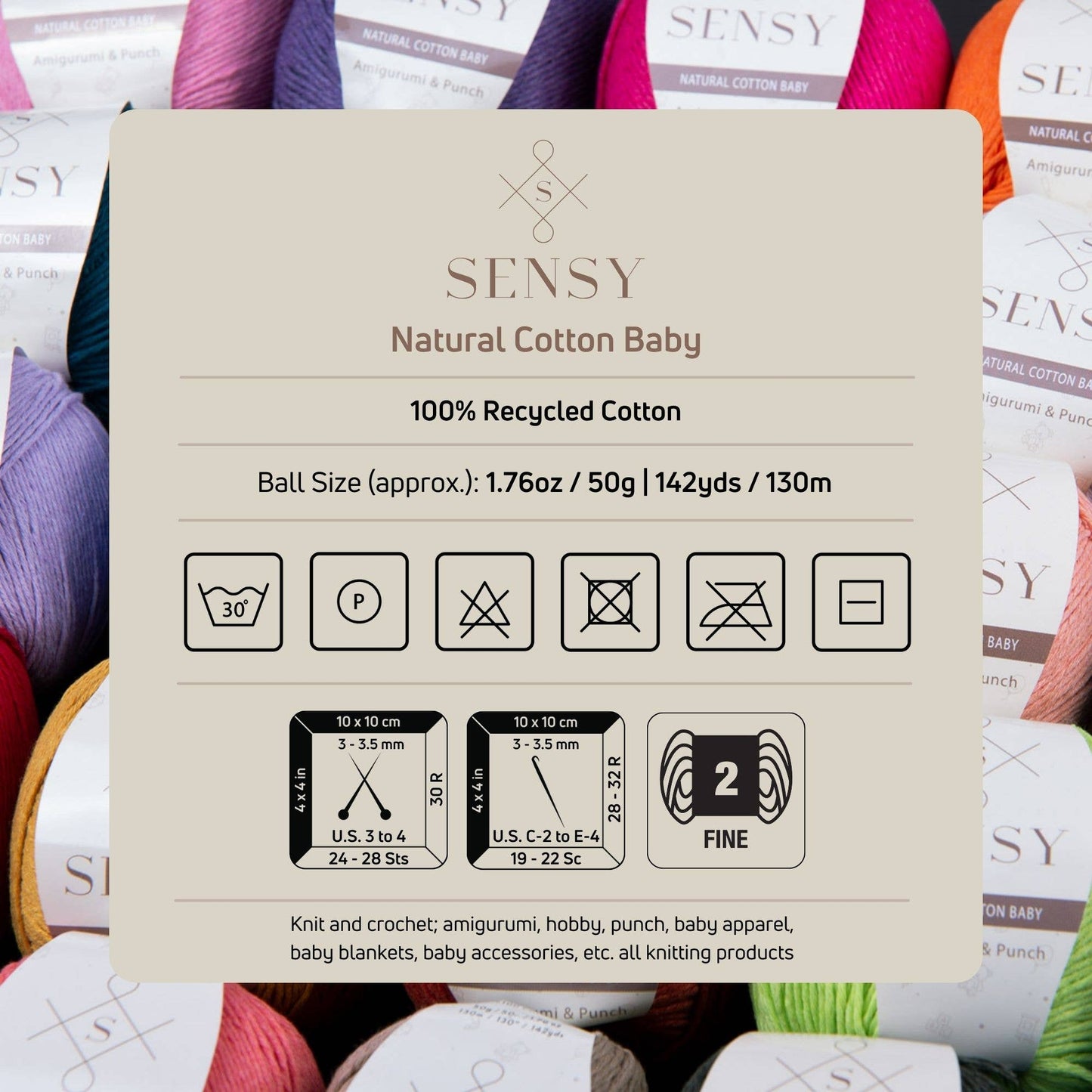 Sensy Premium 100% Soft Cotton Yarn for Amigurumi Knitting in 11 Color Options