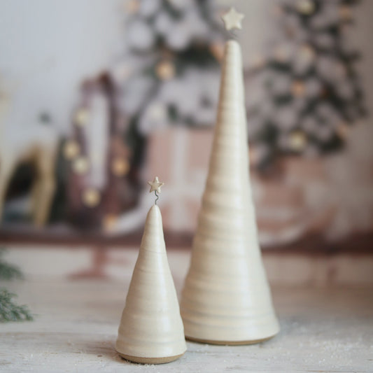 Handmade Ceramic Christmas Tree in Cream - 3 sizes