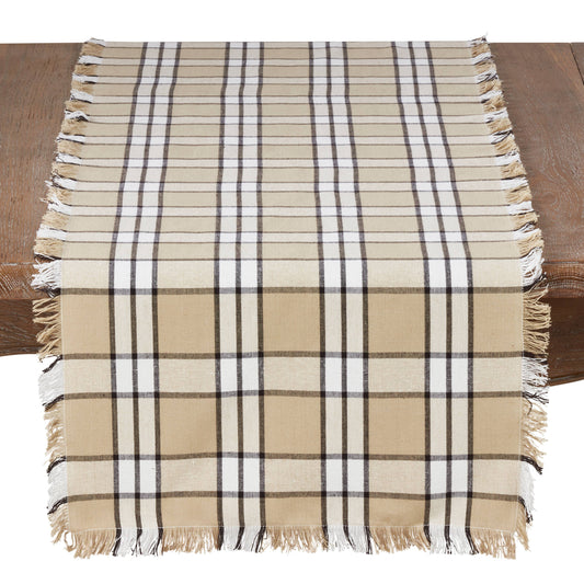 Plaid Runner with Softly Frayed Edge
