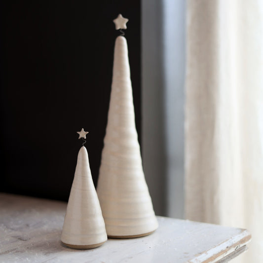 Handmade Ceramic Christmas Tree in Cream - 3 sizes