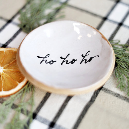 Ho Ho Ho Trinket Dish Black and White