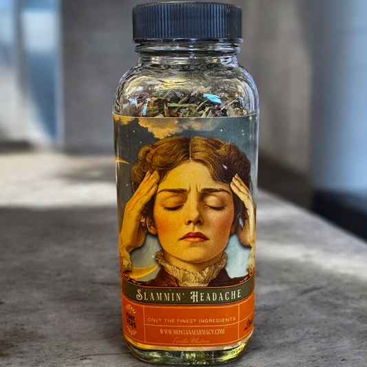 Slammin' Headache Loose Leaf Tea glass jar supports head pai