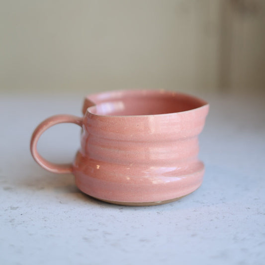 Handmade Heart-Shaped Latte Mug in Blush Pink