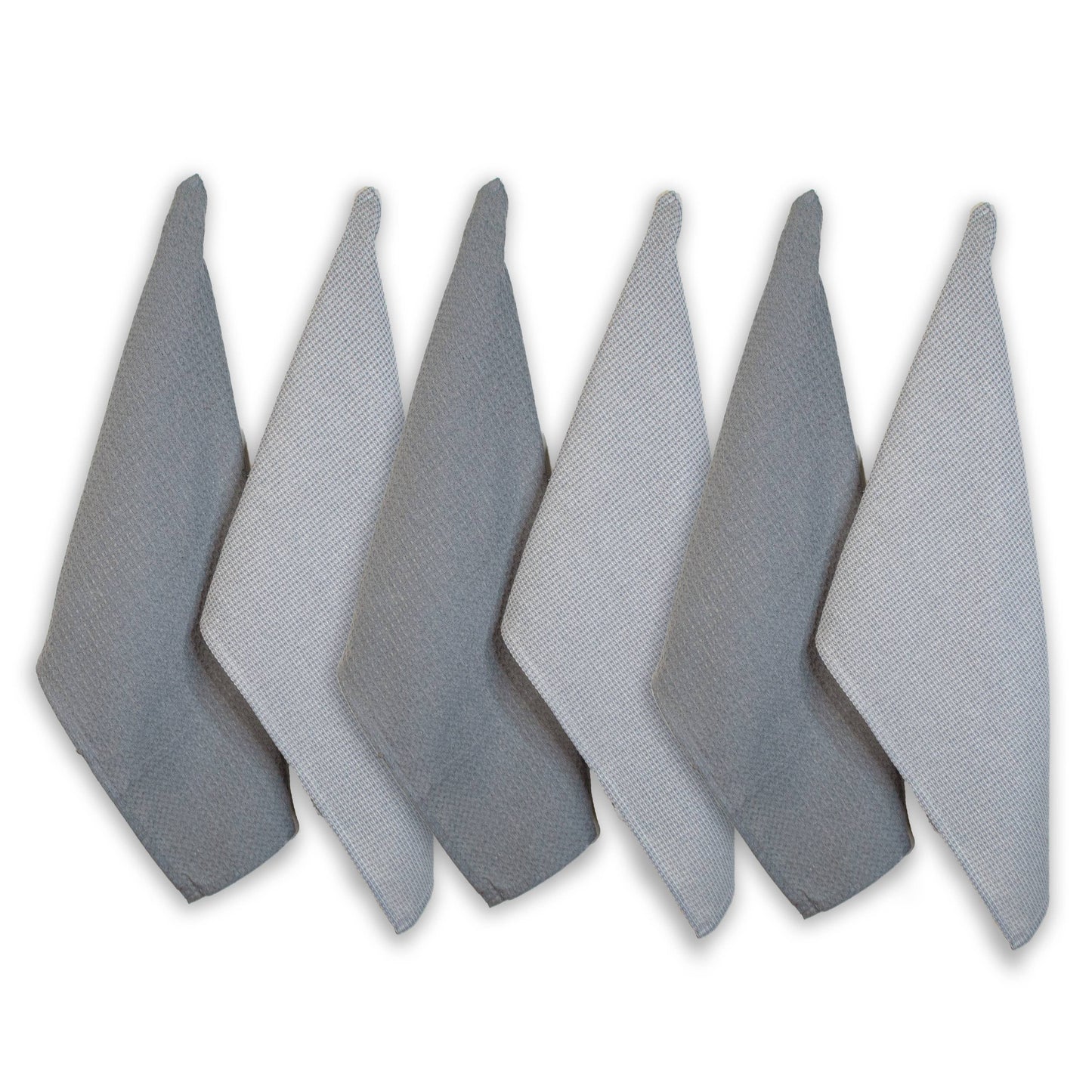 Waffle Kitchen Towels Set of 6 in Gray