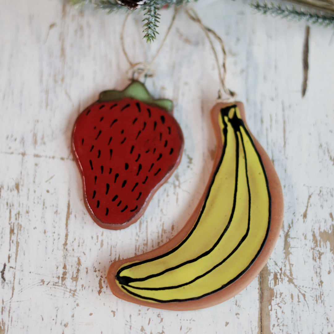 Handmade Ceramic Banana Ornament | Quirky Holiday Decor