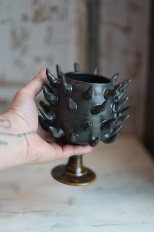 Black Chaos Goblet 001 | Handmade Pottery
