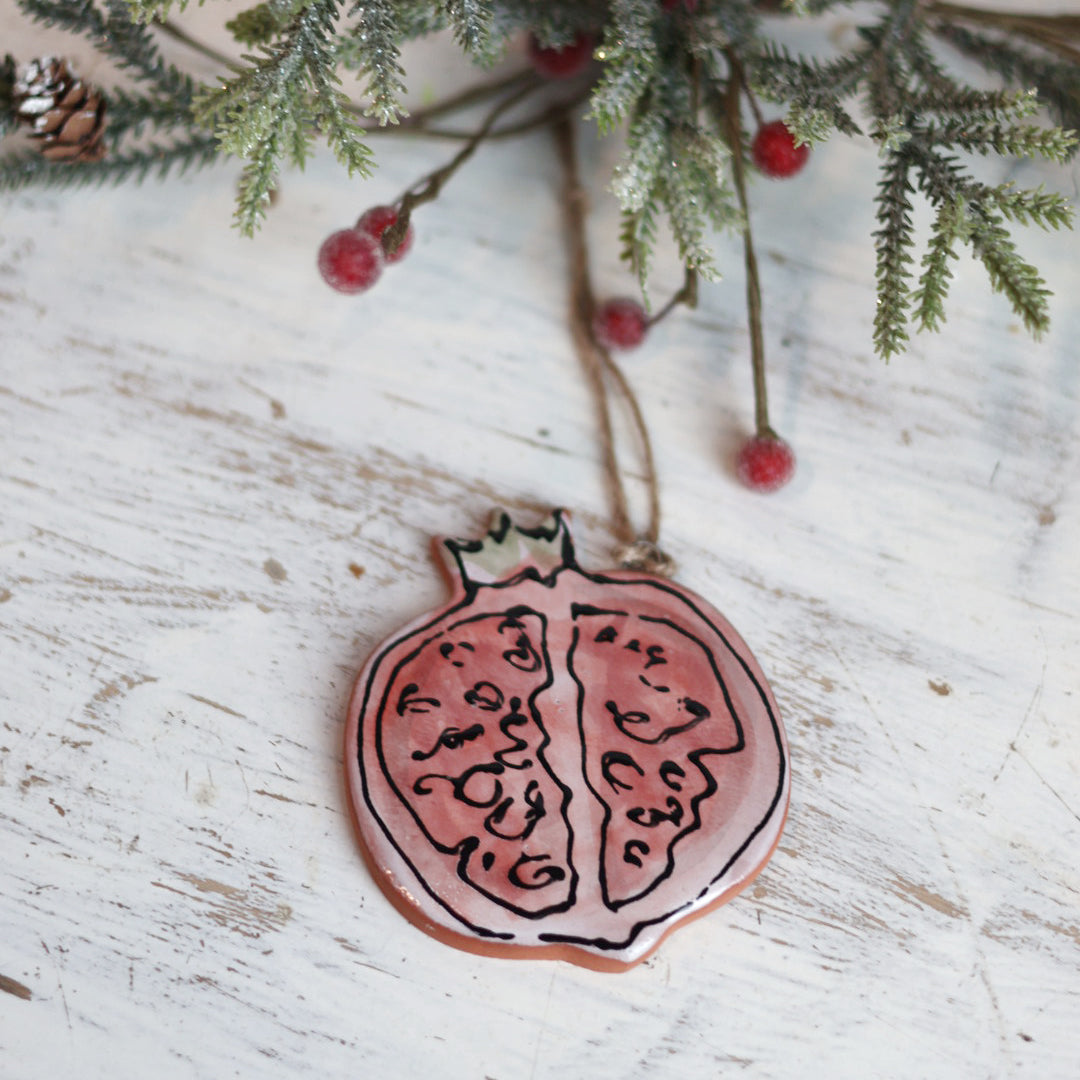 Handpainted Majolica Pomegranate Ornament