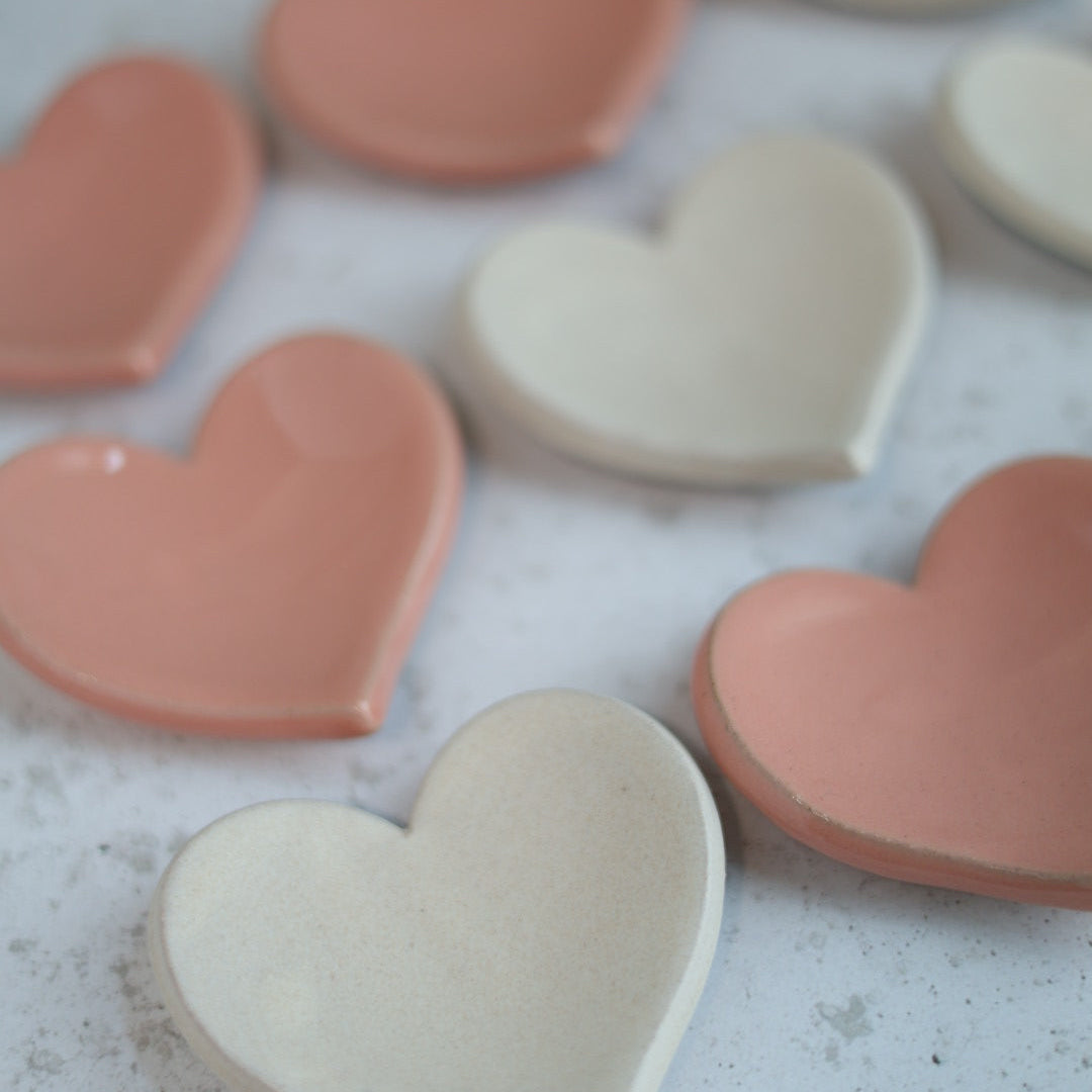Handmade Heart-Shaped Trinket Dish in Blush Pink