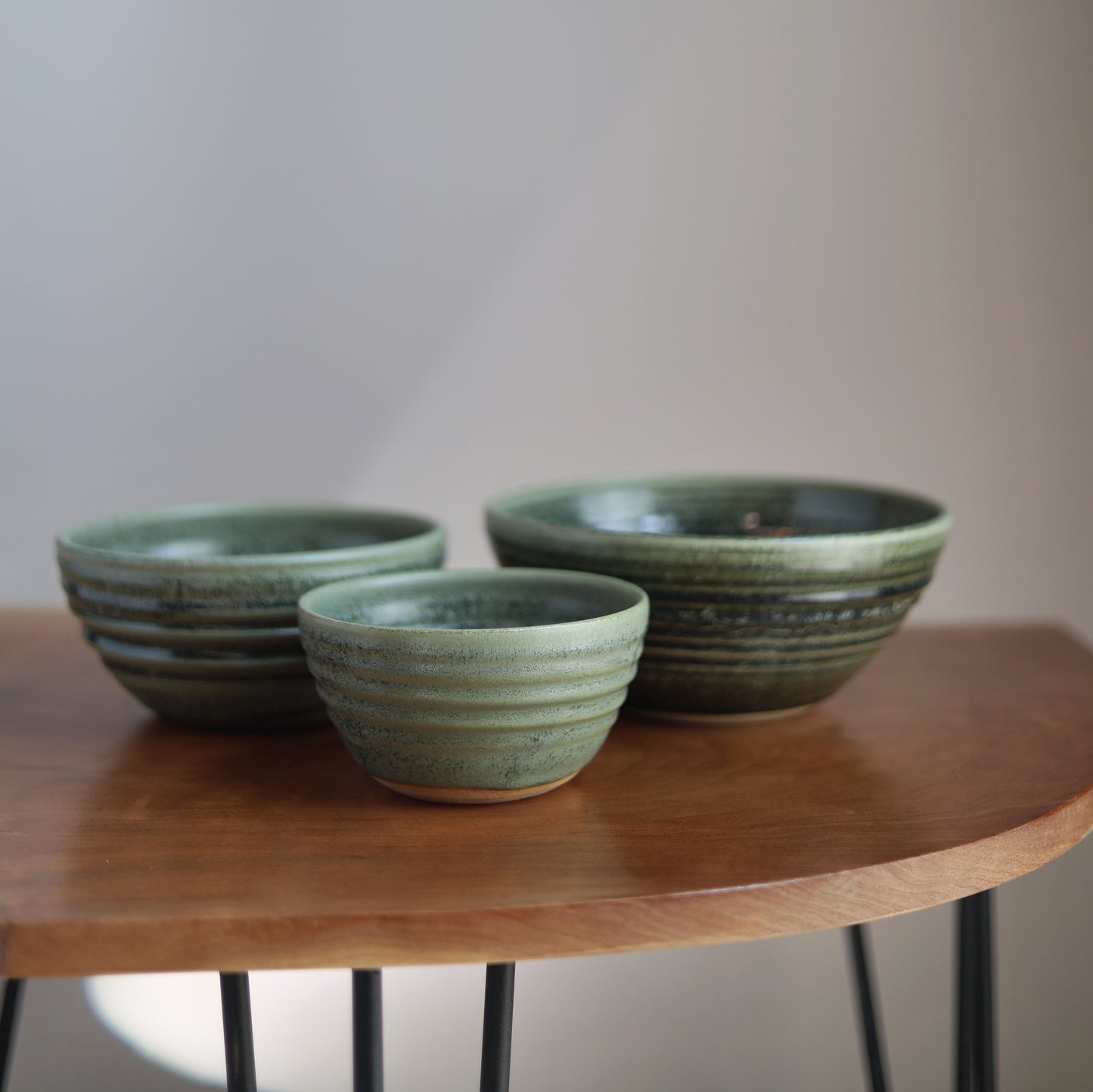 Nested Set of Bowls in Moss Green