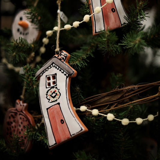 Handpainted Majolica Holiday Cheer House Ornament