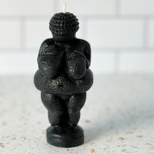 Venus of Willendorf Beeswax Candle | Black