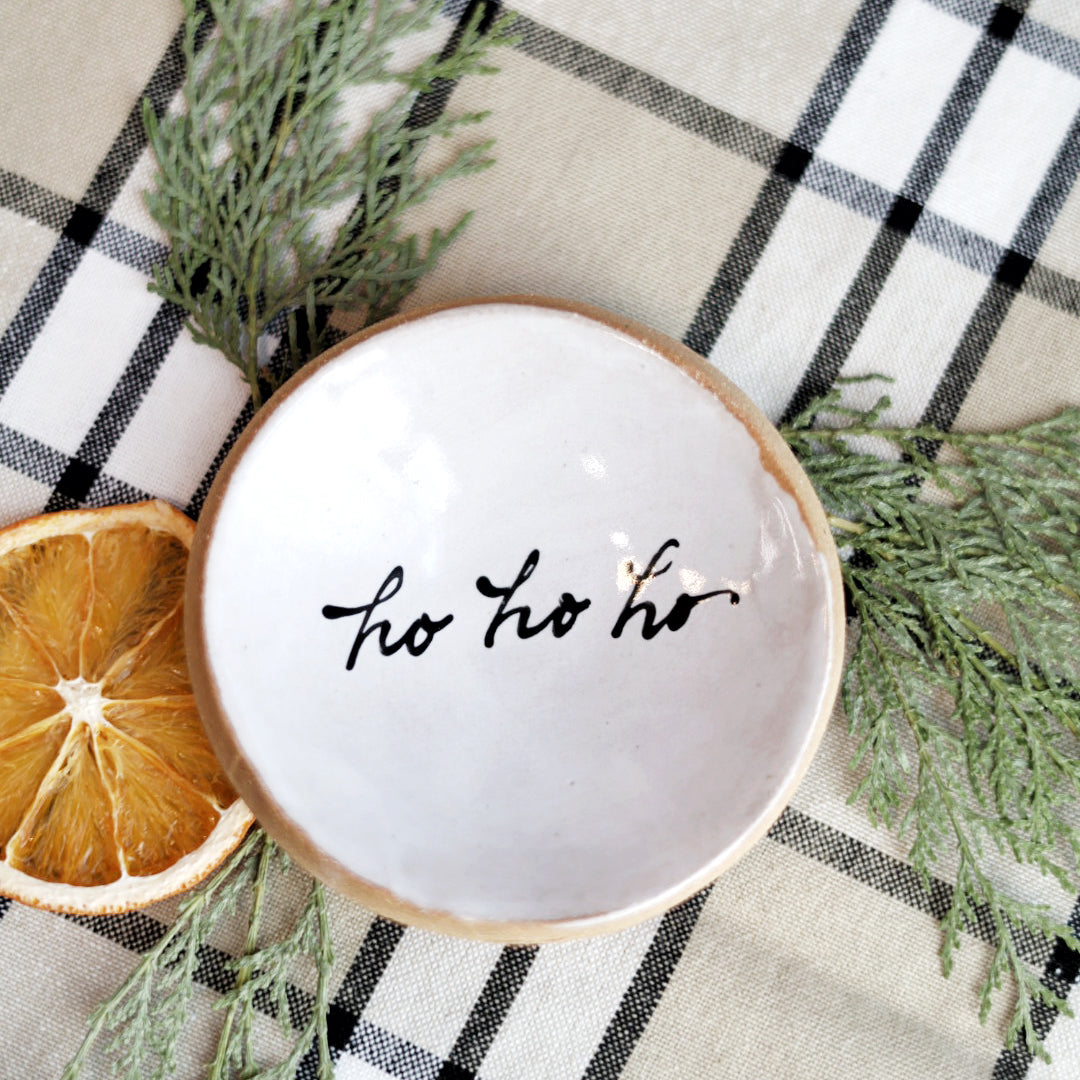 Ho Ho Ho Trinket Dish Black and White