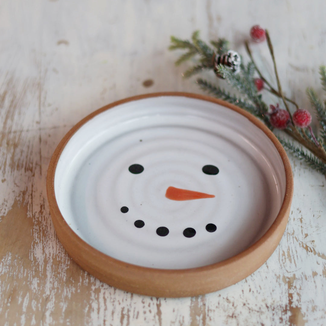 Hotsell Handmade ceramic serving platter set snowman design.