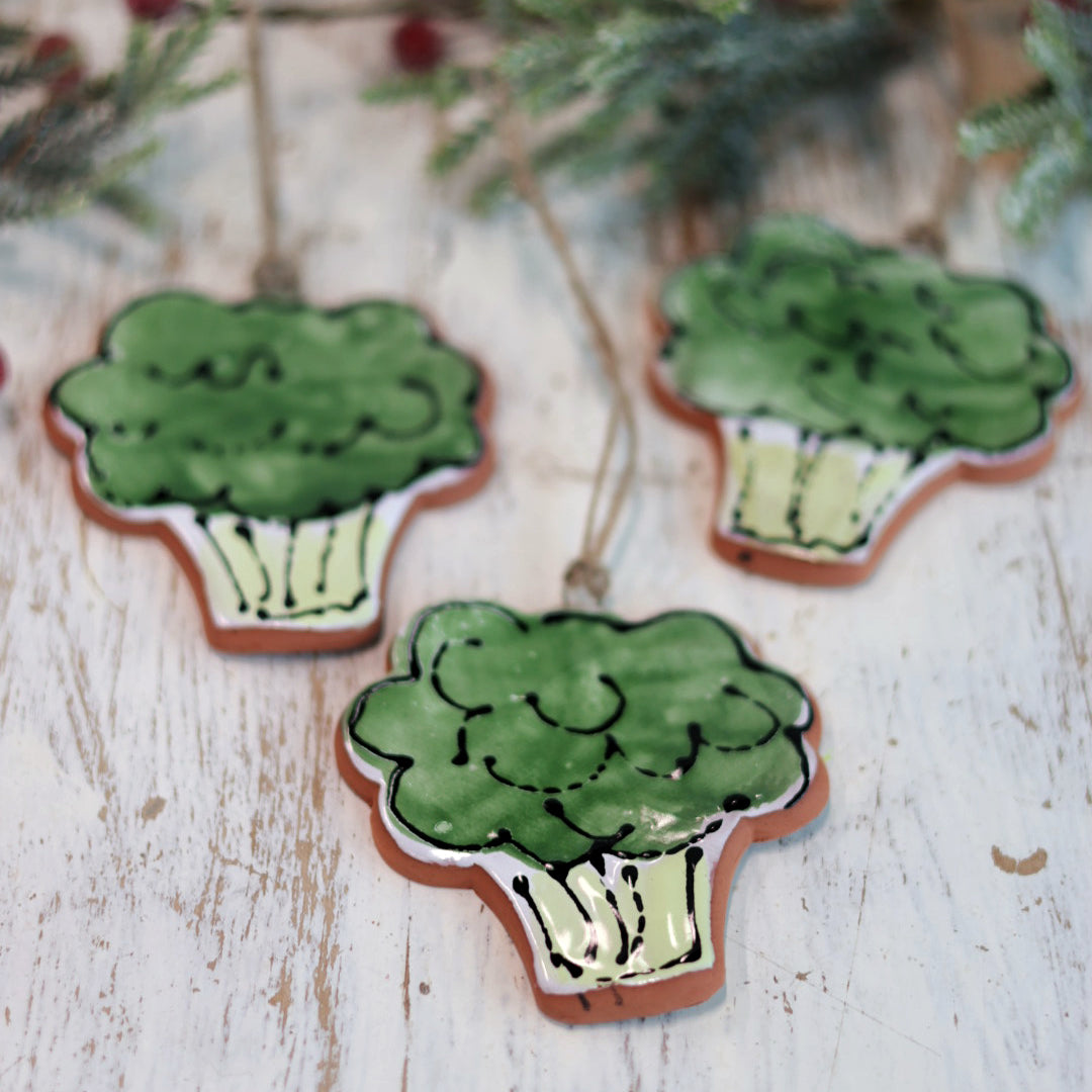 Handpainted Majolica Broccoli Ornament
