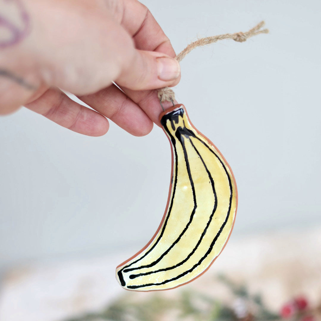Handpainted Majolica Banana Ornament