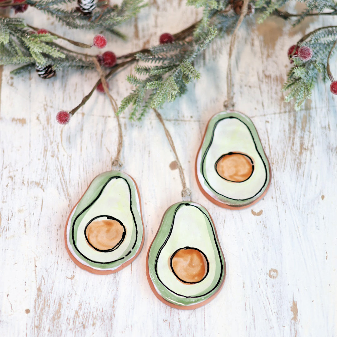 Handpainted Majolica Avocado Ornament