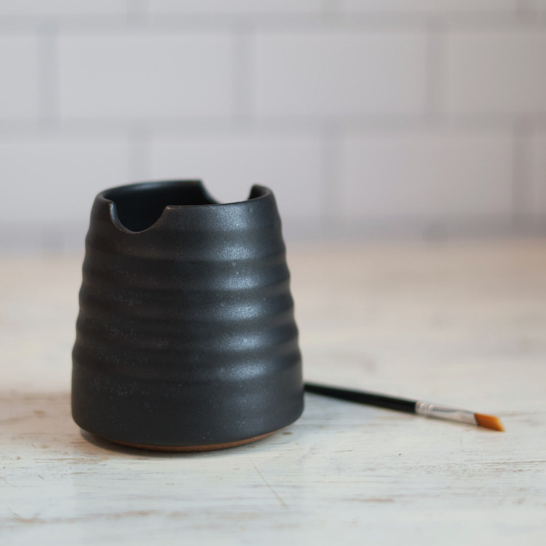 Handmade Ceramic Brush Rest & Water Cup for Artists in 3 Color Options