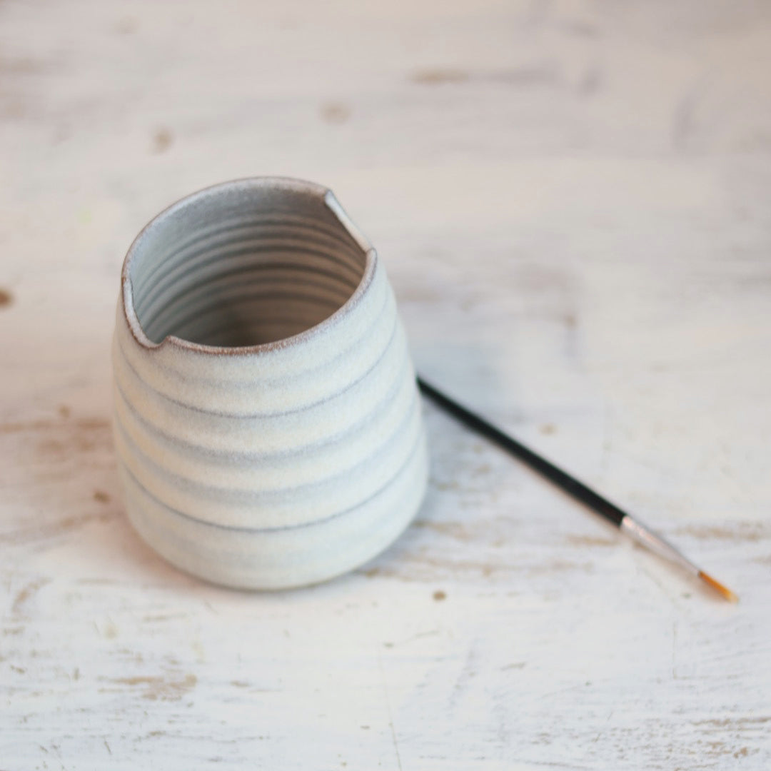 Handmade Ceramic Brush Rest & Water Cup for Artists in 3 Color Options