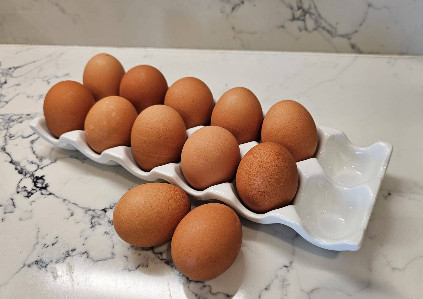 Porcelain Egg Holder Tray, 12-Slot