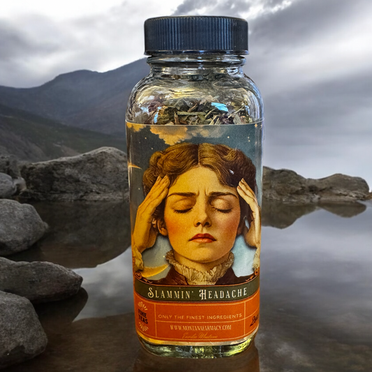 Slammin' Headache Loose Leaf Tea glass jar supports head pai