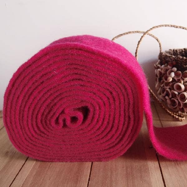 100% Pure Wool Felt Ribbon - Magenta: 2" x 5 1/2 yards