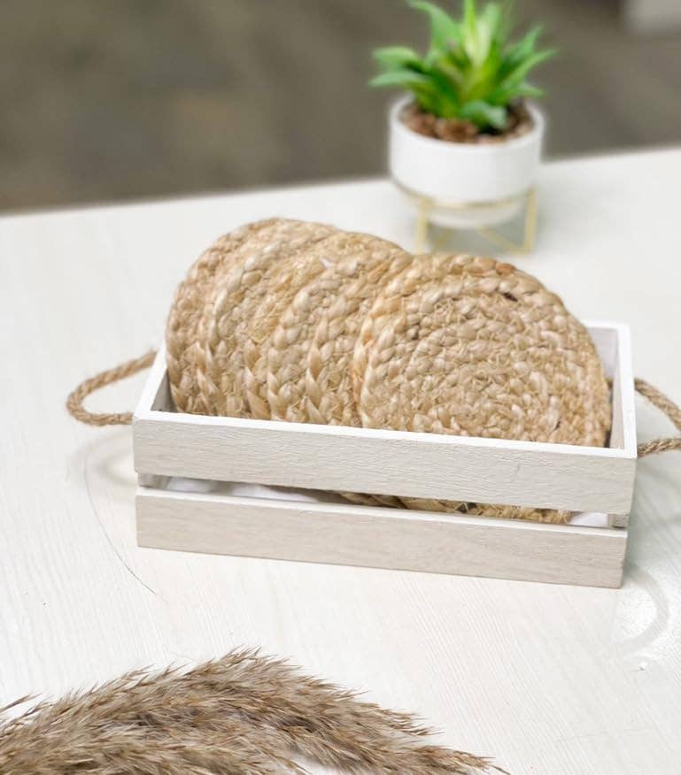 Natural Jute Braided Round Coaster 4 inch round