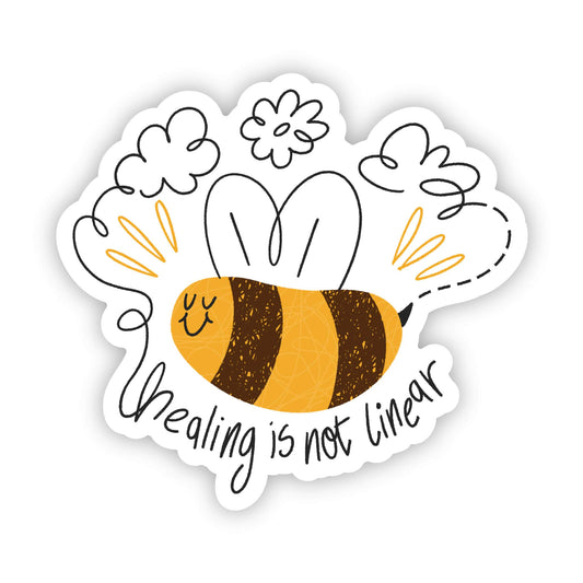 "Healing is not linear" bee sticker
