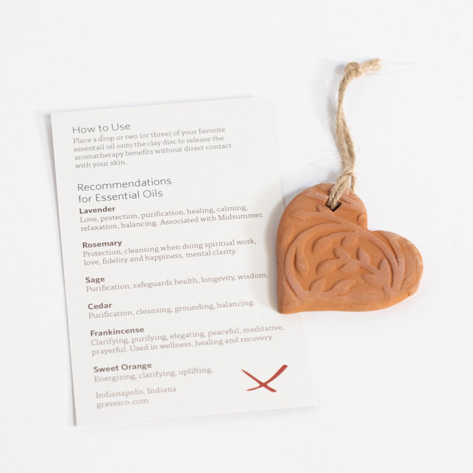 Clay Air Freshener | Round or Heart Shape Gravesco Pottery