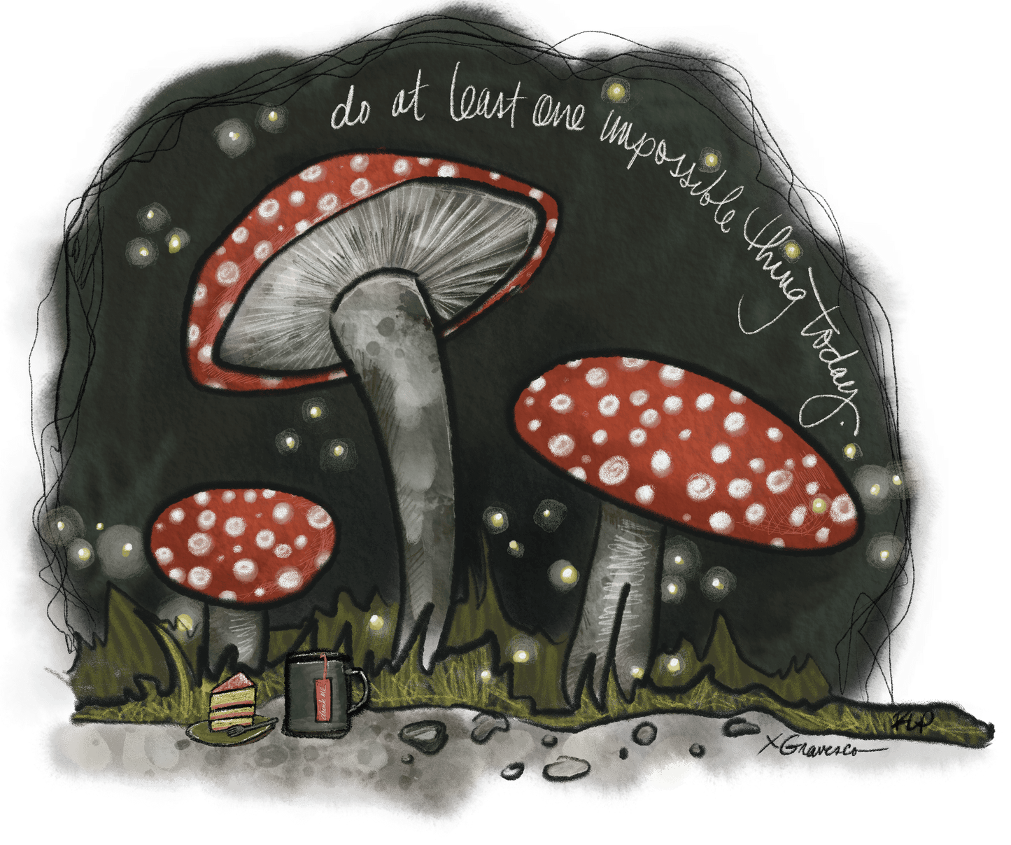 Impossible Things - Mushroom Sticker 5x5 inches Gravesco