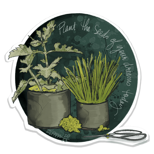 Plant the seeds of your dreams 3 inch sticker Gravesco