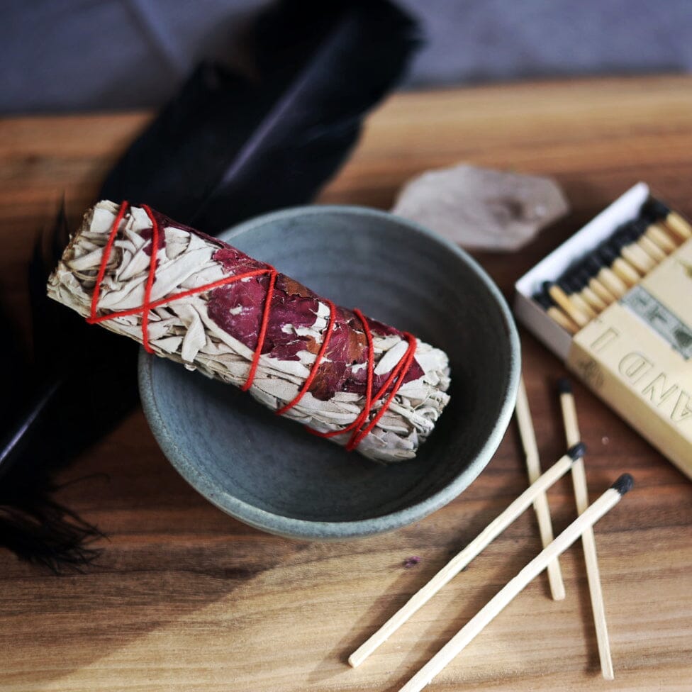 Rose with White Sage Bundles Faiza Naturals