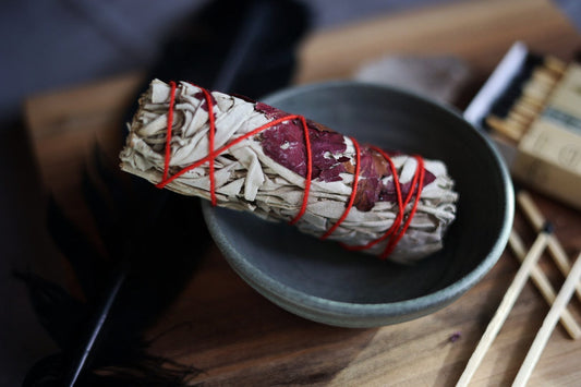 Rose with White Sage Bundles Faiza Naturals