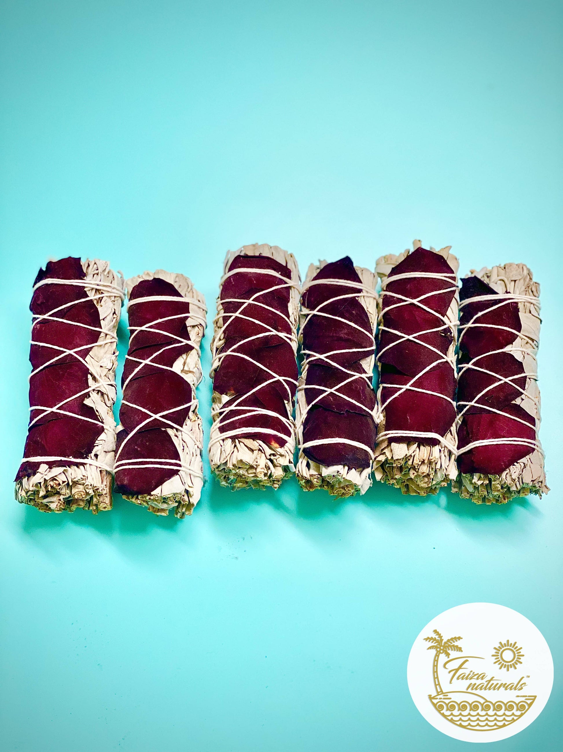 Rose with White Sage Bundles Faiza Naturals