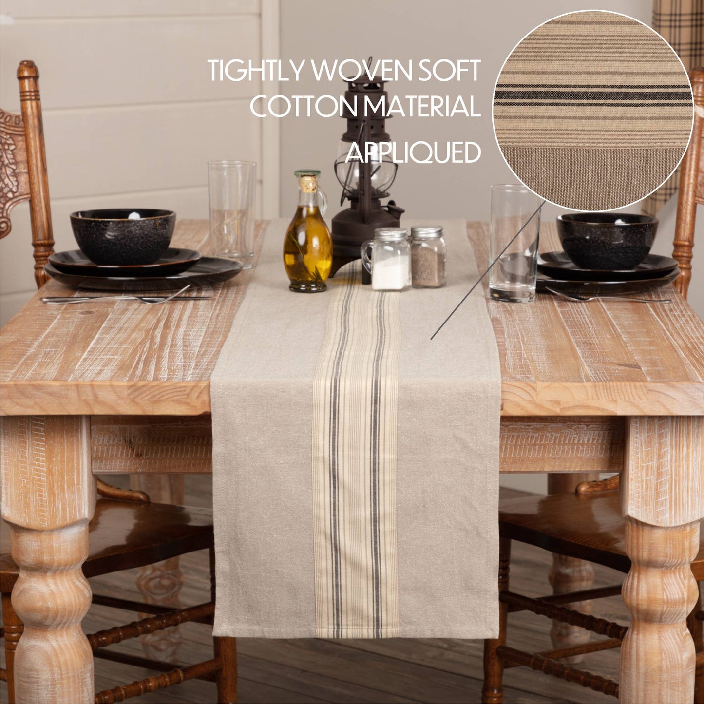 Sawyer Mill Charcoal Stripe Runner 13x90 VHC Brands