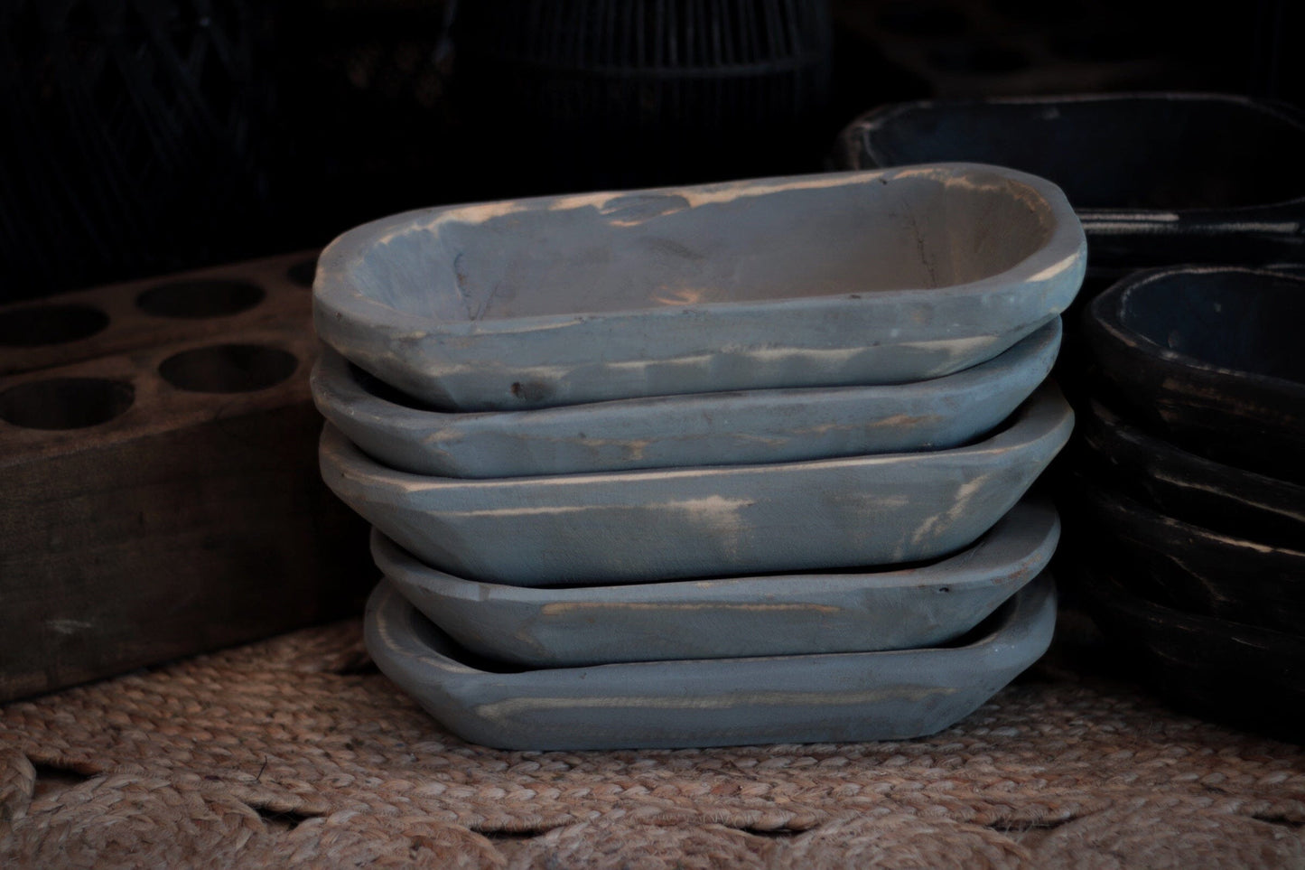 Small Gray Handmade Wooden Dough Bowl My Amigos Imports