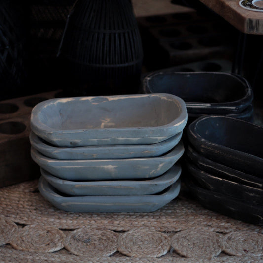 Small Gray Handmade Wooden Dough Bowl My Amigos Imports