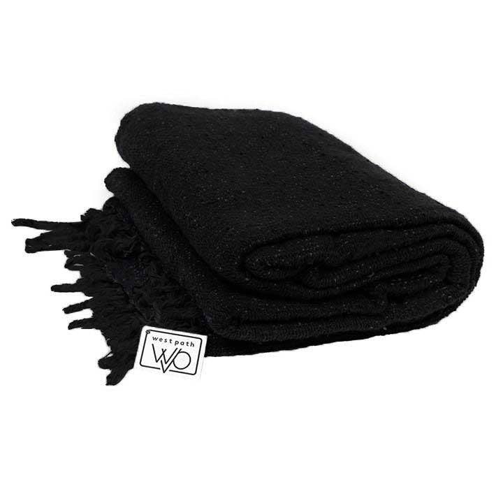 Solid Black Mexican Yoga Blanket West Path