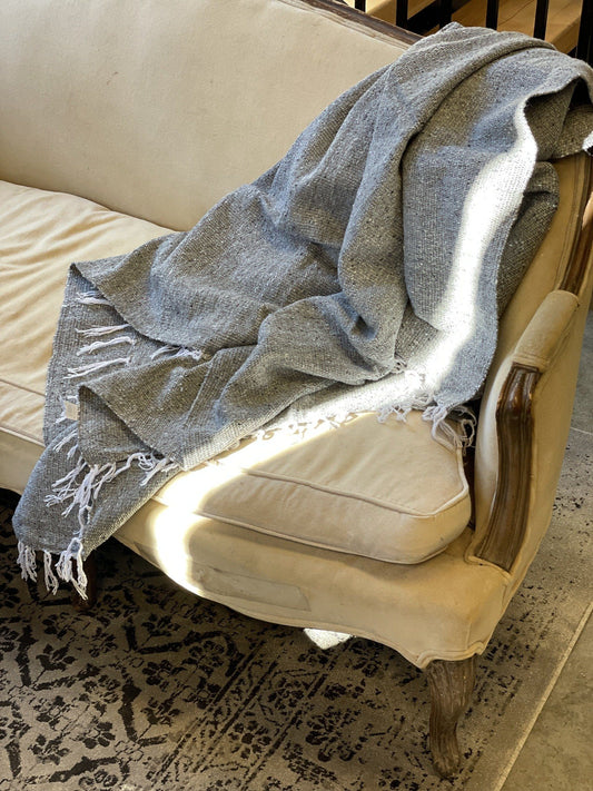 Solid Light Gray Handwoven Blanket Blankets West Path