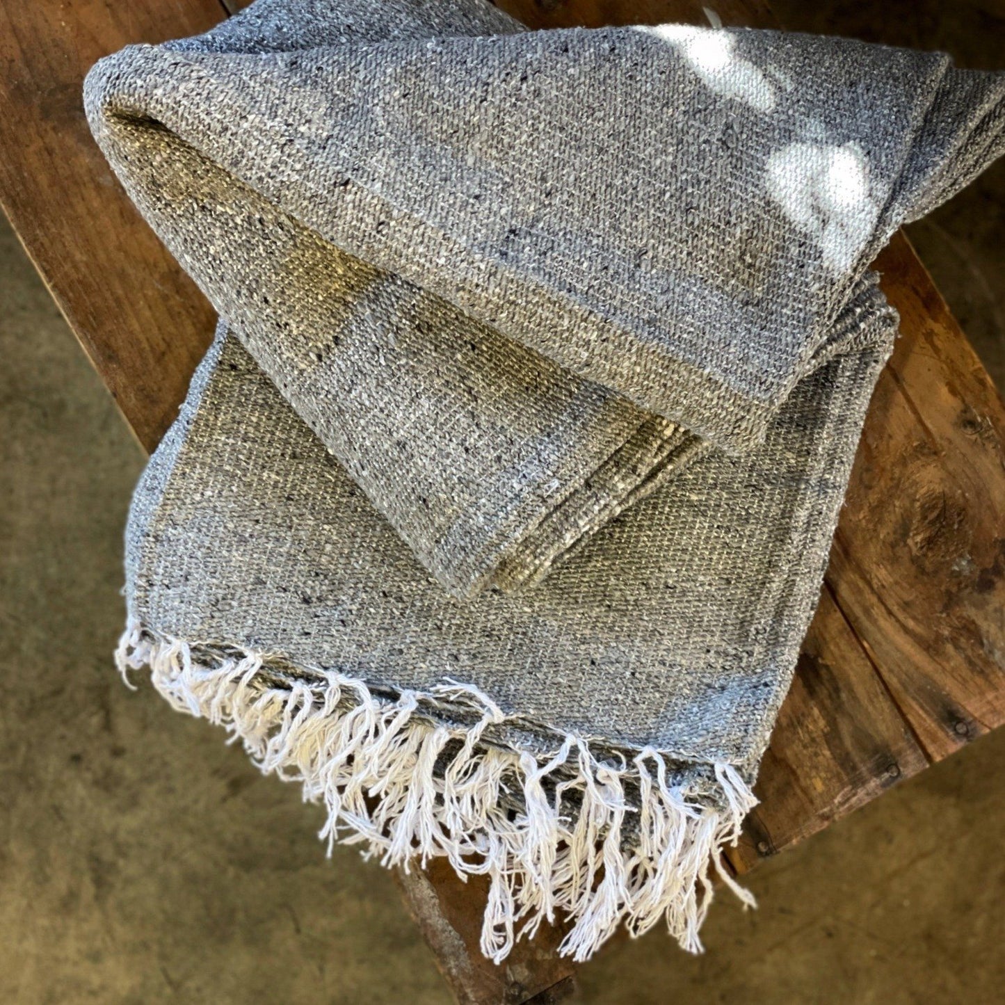Solid Light Gray Handwoven Blanket Blankets West Path