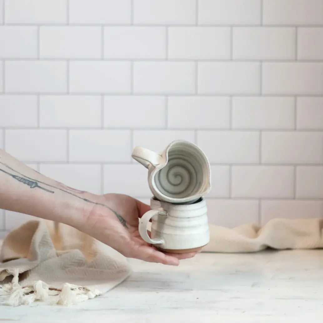 Handmade Heart-Shaped Tea & Espresso Mug in Cream