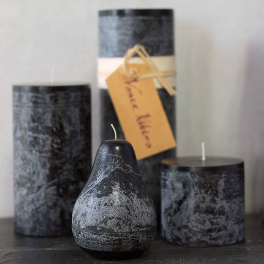 Distressed Black Pillar Candle Large