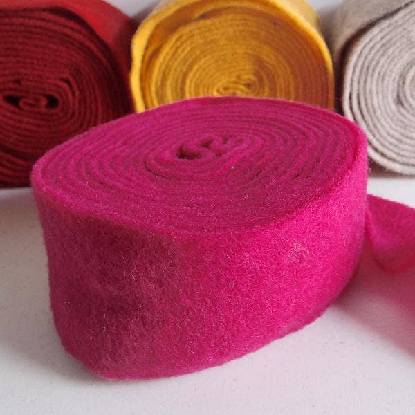 100% Pure Wool Felt Ribbon - Magenta: 2" x 5 1/2 yards