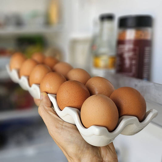 Porcelain Egg Holder Tray, 12-Slot