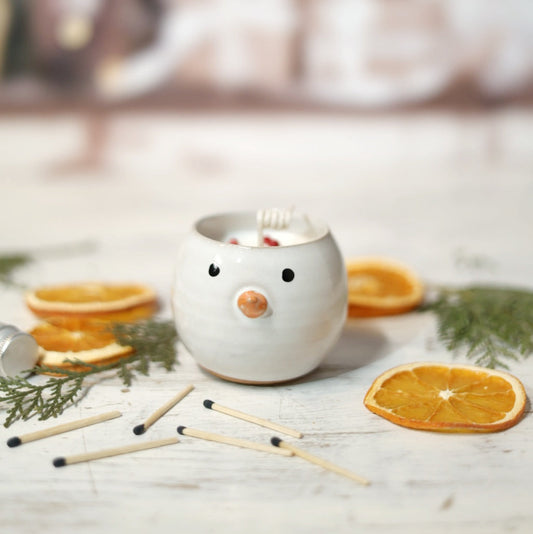 Winter Cheer Snowman Pure Soy Candle with Reusable Vessel