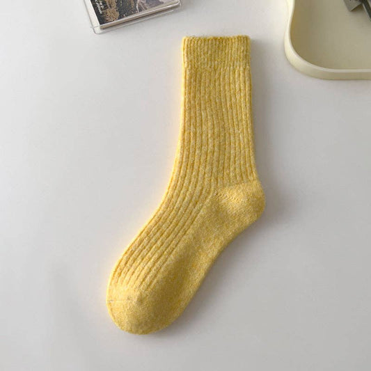 Rufia - Thickened Solid Color Wool Blend Socks: Yellow / Average