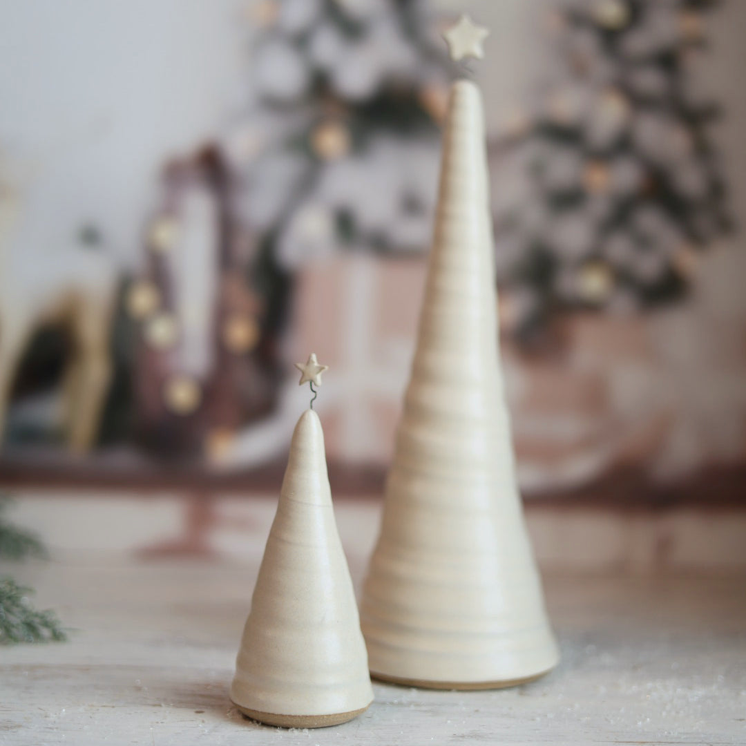 Handmade Ceramic Christmas Tree in Cream - 3 sizes
