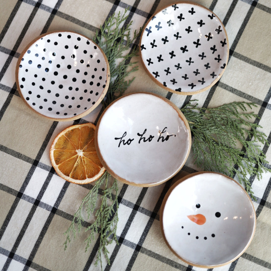 Polka Dot Trinket Dish Black and White