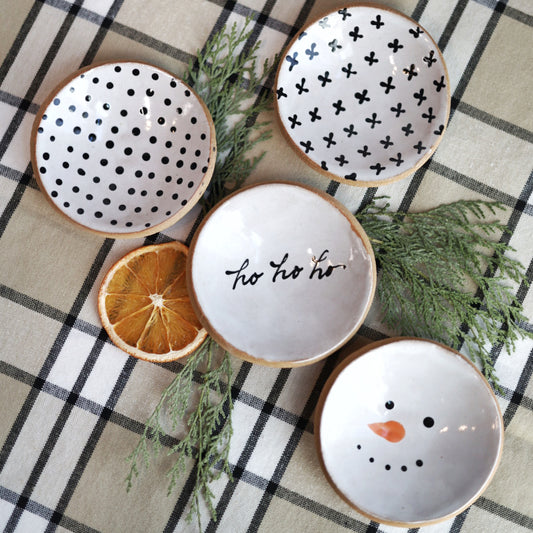 Polka Dot Trinket Dish Black and White